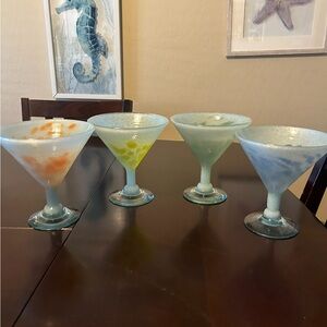 Set of Colorful Frosted Martini Glasses